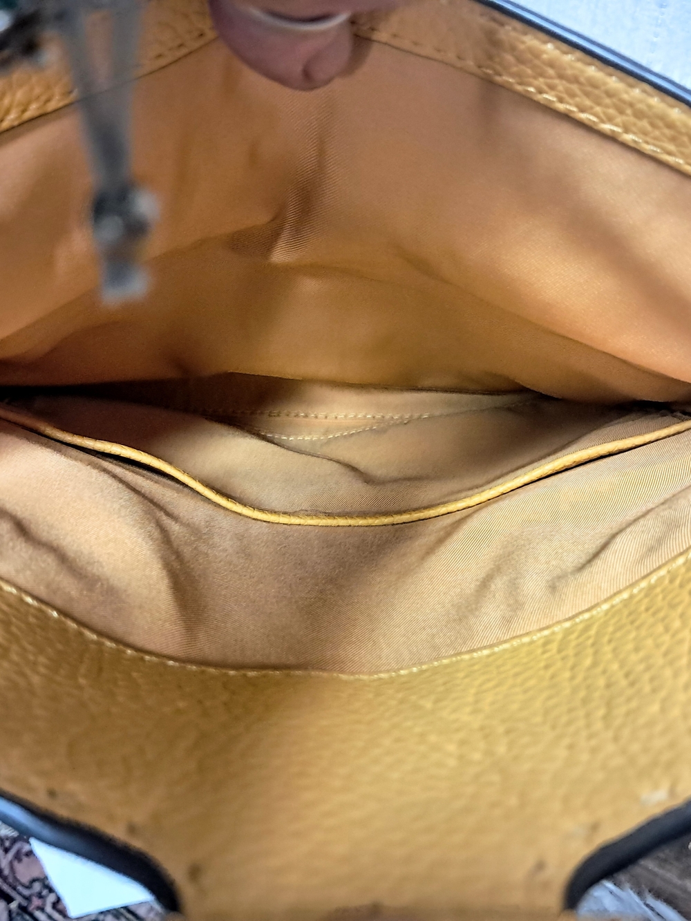 Tory Burch McGraw Yellow Pebbled Leather Crossbody Flap Bag Clutch - Picture 7 of 10